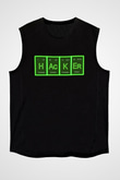 Hacker Baskılı Unisex Siyah Kolsuz Tişört - Tshirt
