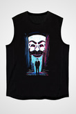 Hacker Baskılı Unisex Siyah Kolsuz Tişört - Tshirt