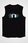 Hacker Baskılı Unisex Siyah Kolsuz Tişört - Tshirt