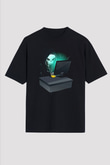 Hacker Baskılı Unisex Siyah Oversize Tişört - Tshirt