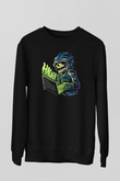 Hacker Baskılı Unisex Siyah Sweatshirt