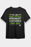 Hacker Baskılı Unisex Siyah Tişört - Tshirt
