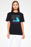 Hacker Baskılı Unisex Siyah Tişört - Tshirt