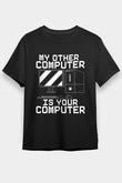 Hacker Baskılı Unisex Siyah Tişört - Tshirt