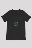 Hacker Baskılı Unisex Siyah V Yaka Tişört - Tshirt