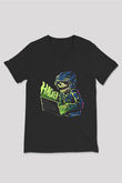 Hacker Baskılı Unisex Siyah V Yaka Tişört - Tshirt