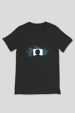 Hacker Baskılı Unisex Siyah V Yaka Tişört - Tshirt