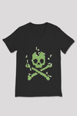 Hacker Baskılı Unisex Siyah V Yaka Tişört - Tshirt