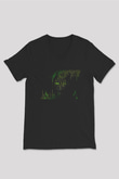 Hacker Baskılı Unisex Siyah V Yaka Tişört - Tshirt