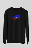 Haiti Bayrağı Baskılı Unisex Siyah Sweatshirt