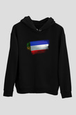 Hakasya - Khakassia Bayrağı Baskılı Unisex Siyah Hoodie