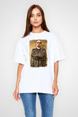 Halford Baskılı Unisex Beyaz Oversize Tişört