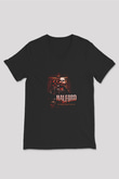 Halford Baskılı Unisex Siyah V Yaka Tişört