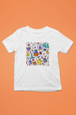 Halloween Baskılı Beyaz Unisex Beyaz Çocuk Tişört - Tshirt