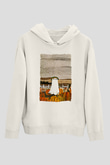 Halloween Baskılı Beyaz Unisex Hoodie