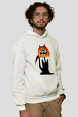 Halloween Baskılı Beyaz Unisex Hoodie