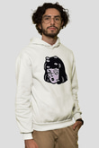 Halloween Baskılı Beyaz Unisex Kapüşonlu Sweatshirt