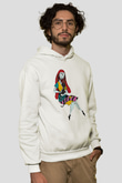 Halloween Baskılı Beyaz Unisex Kapüşonlu Sweatshirt