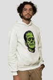 Halloween Baskılı Beyaz Unisex Kapüşonlu Sweatshirt