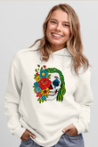 Halloween Baskılı Beyaz Unisex Kapüşonlu Sweatshirt