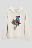 Halloween Baskılı Beyaz Unisex Kapüşonlu Sweatshirt