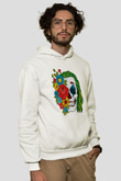 Halloween Baskılı Beyaz Unisex Kapüşonlu Sweatshirt
