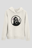 Halloween Baskılı Beyaz Unisex Kapüşonlu Sweatshirt