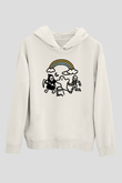 Halloween Baskılı Beyaz Unisex Kapüşonlu Sweatshirt