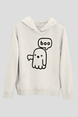 Halloween Baskılı Beyaz Unisex Kapüşonlu Sweatshirt
