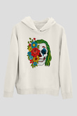 Halloween Baskılı Beyaz Unisex Kapüşonlu Sweatshirt