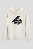 Halloween Baskılı Beyaz Unisex Kapüşonlu Sweatshirt