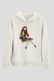 Halloween Baskılı Beyaz Unisex Kapüşonlu Sweatshirt