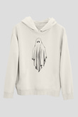 Halloween Baskılı Beyaz Unisex Kapüşonlu Sweatshirt