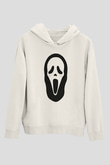 Halloween Baskılı Beyaz Unisex Kapüşonlu Sweatshirt