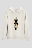 Halloween Baskılı Beyaz Unisex Kapüşonlu Sweatshirt
