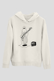 Halloween Baskılı Beyaz Unisex Kapüşonlu Sweatshirt
