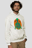 Halloween Baskılı Beyaz Unisex Kapüşonlu Sweatshirt