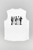 Halloween Baskılı Beyaz Unisex Kolsuz Tişört - Tshirt