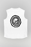 Halloween Baskılı Beyaz Unisex Kolsuz Tişört - Tshirt