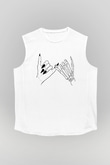 Halloween Baskılı Beyaz Unisex Kolsuz Tişört - Tshirt