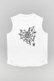 Halloween Baskılı Beyaz Unisex Kolsuz Tişört - Tshirt