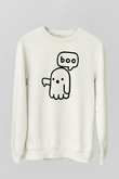 Halloween Baskılı Beyaz Unisex Sweatshirt