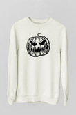 Halloween Baskılı Beyaz Unisex Sweatshirt