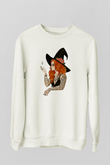 Halloween Baskılı Beyaz Unisex Sweatshirt