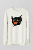 Halloween Baskılı Beyaz Unisex Sweatshirt