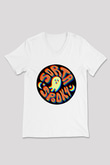 Halloween Baskılı Beyaz Unisex V Yaka Tişört - Tshirt