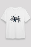 Halloween Baskılı Unisex Beyaz Tişört - Tshirt