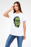 Halloween Baskılı Unisex Beyaz Tişört - Tshirt