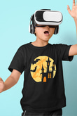 Halloween Baskılı Unisex Siyah Çocuk Tişört - Tshirt