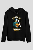 Halloween Baskılı Unisex Siyah Hoodie